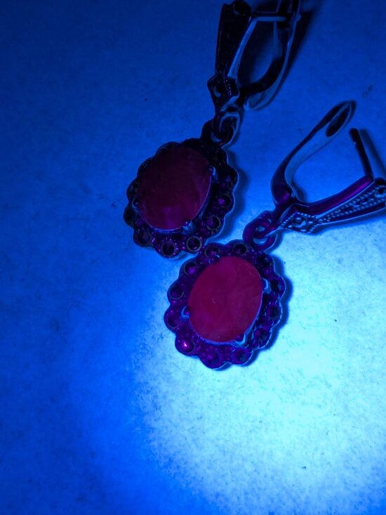 Vintage Sterling Silver Marcasite Art Deco Style 1-1/4 925 Sterling Silver Marcasite Ruby Art Deco Style Dangle Drop Pierced Earrings